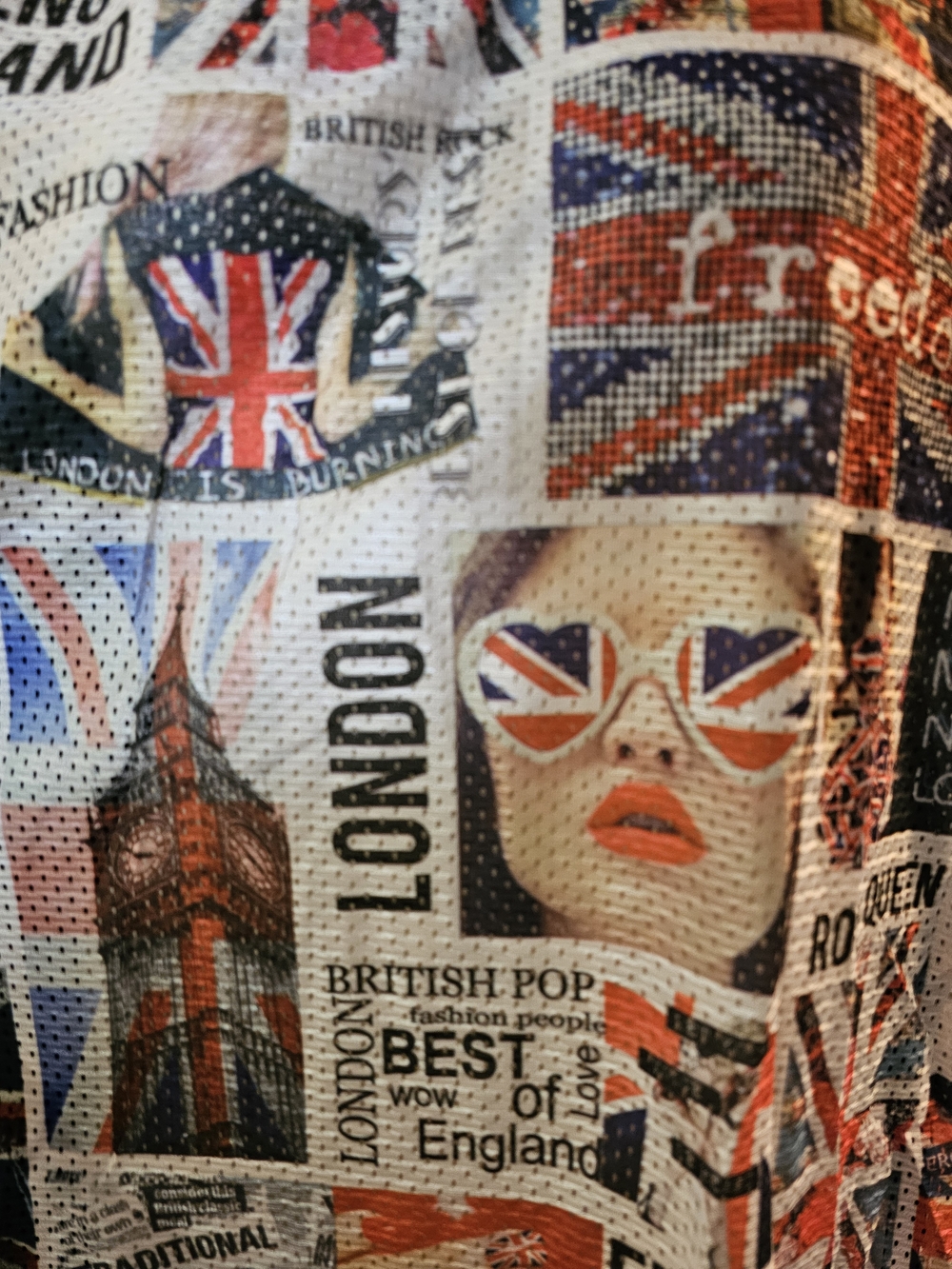 Blush Union Jack Collage V-Neck Tee - Black, Red, White, Blue - Picture 2 of 10
